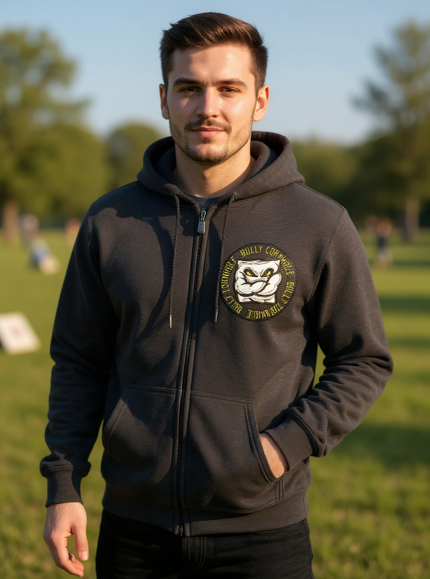 DARK BROWN FULL-ZIP HOODIE