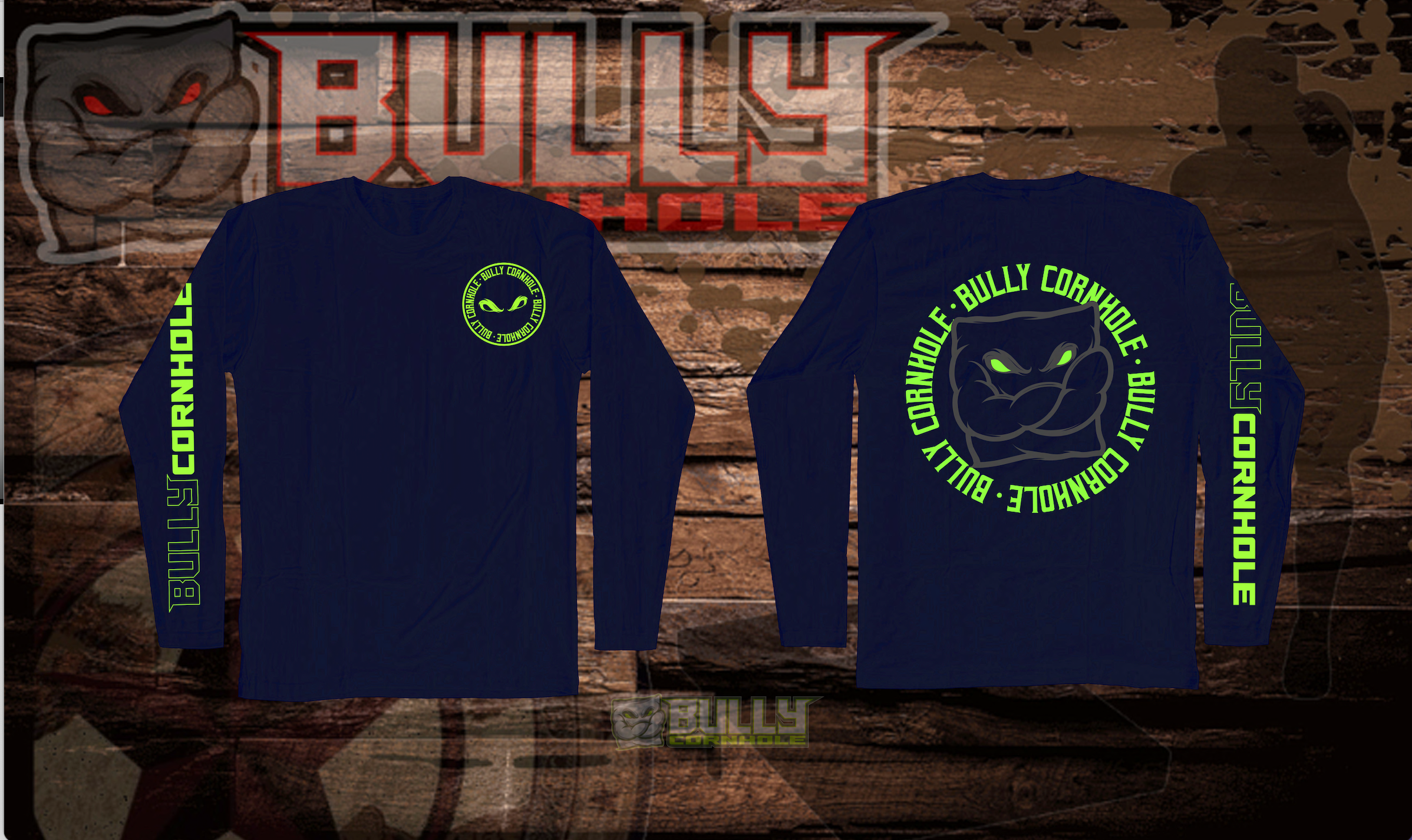 LONG SLEEVE NAVY BLUE - NEON GREEN GRAPHICS
