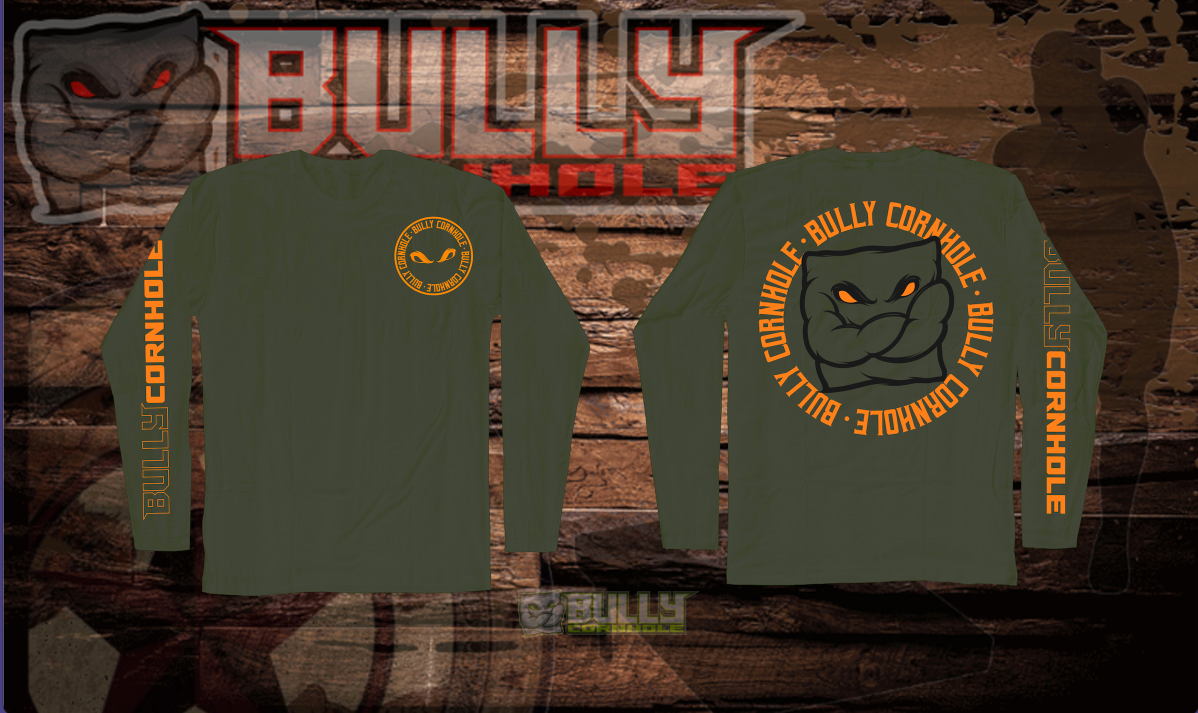 LONG SLEEVE ARMY GREEN - NEON ORANE GRAPHICS