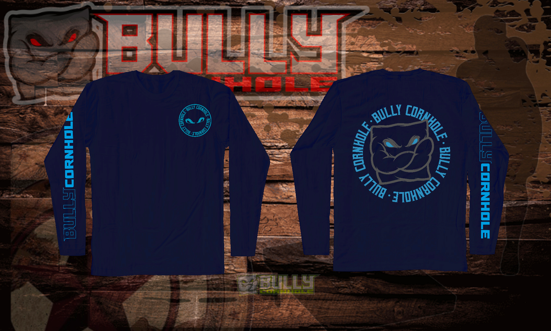 LONG SLEEVE NAVY BLUE - BRIGHT BLUE GRAPHICS